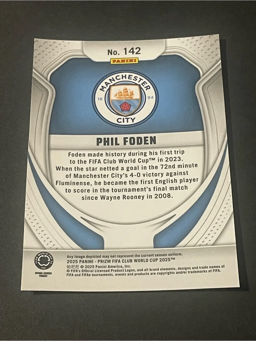 Panini Prizm FIFA Club World Cup 2025 Phil Foden Base Set #142 Man City Card